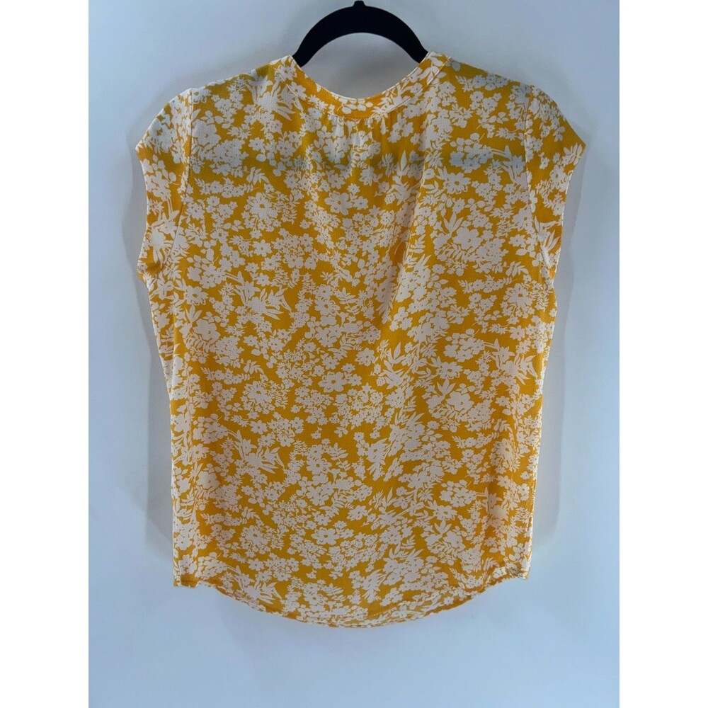 Women's Fun2fun Walden Yellow White Floral Cap Sleeve Top Size M - Picture 6 of 6
